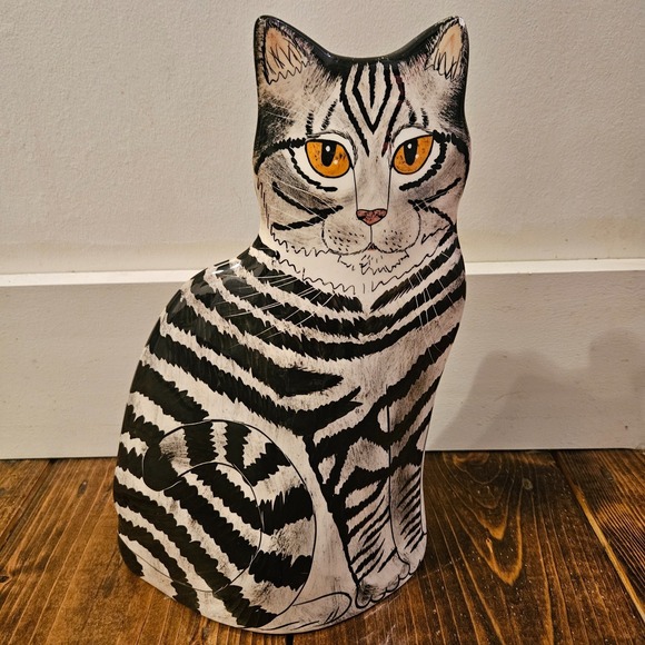 Other - VINTAGE‎ Nina Lyman Black White Cat Tall Ceramic Vase 11" 2001